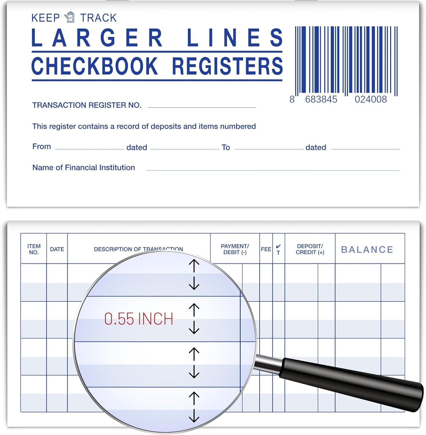 Larger Lines Checkbook Register
