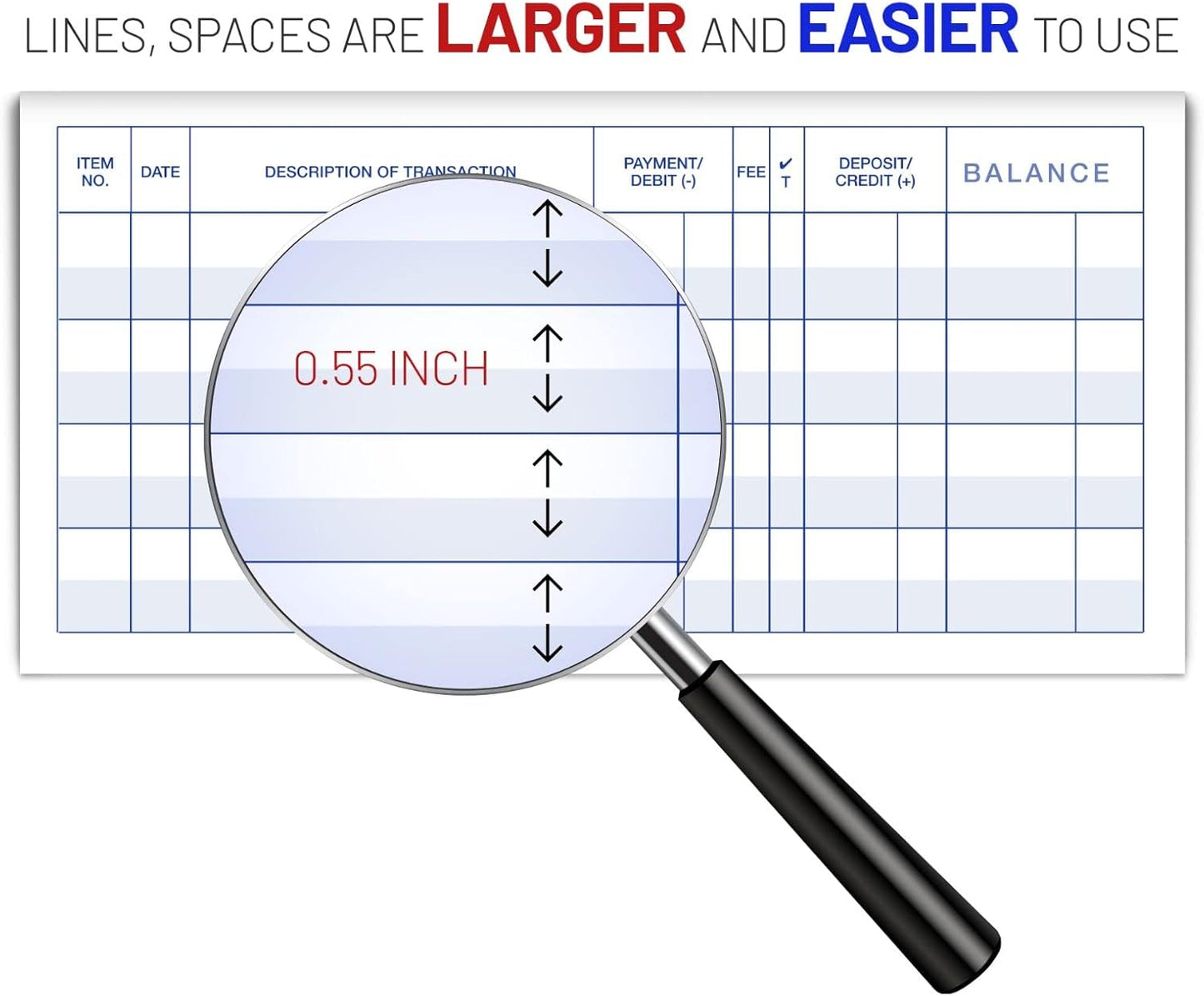 Larger Lines Checkbook Register