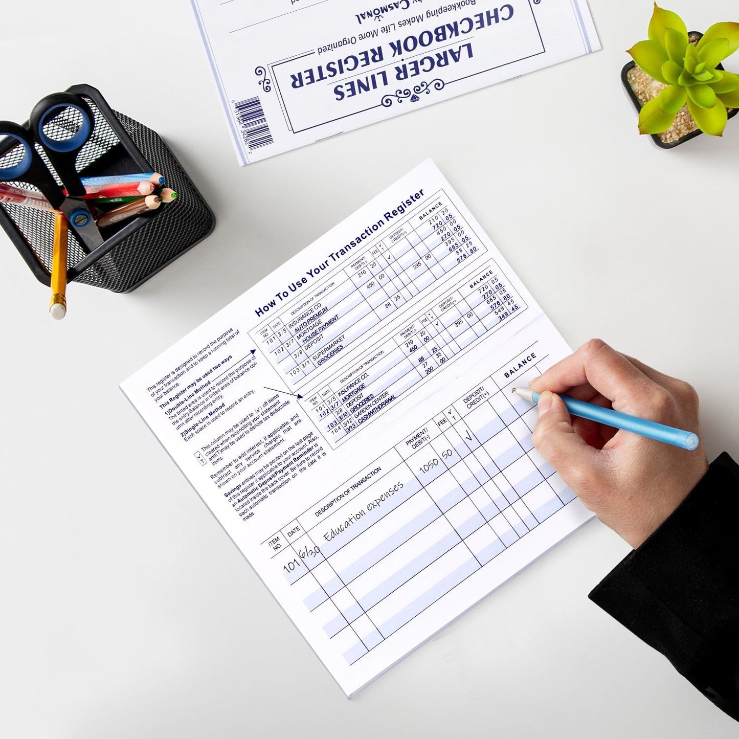 Larger Lines Checkbook Register